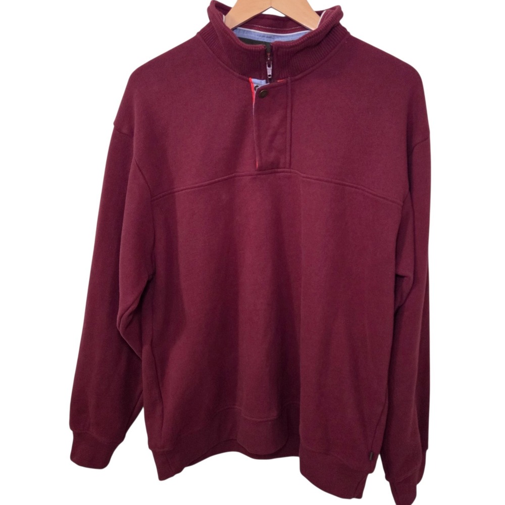 Orvis Burgundy Quarter Zip Pullover Sweatshirt Mens Casual Mock Neck Fleece